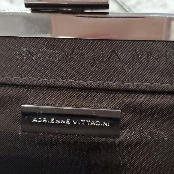 Adrienne Vittadini womans gold leather clutch with cross body strap - Picture 5 of 8